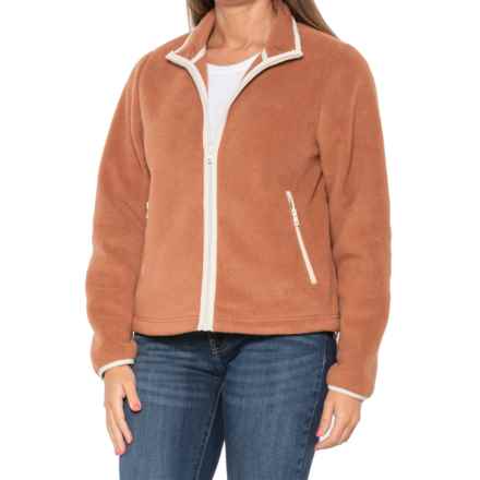 Telluride Clothing Company Solid Cropped Fleece Jacket - Full Zip in Russet Marshmallow Trims