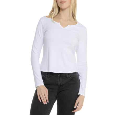Telluride Clothing Company Split Scoop Neck Shirt - Long Sleeve in Brilliant White