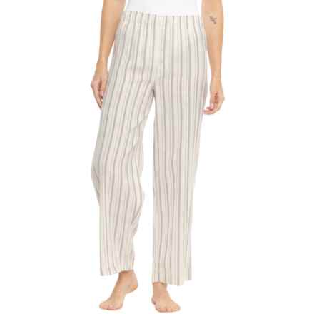 Telluride Clothing Company Striped Yarn-Dyed Flannel Boyfriend Pants - Cotton in Grey/Cream Stripe