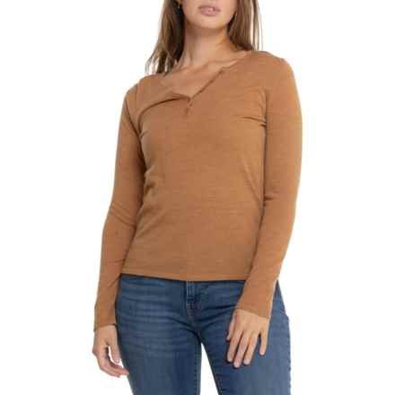 Telluride Clothing Company Table V-Neck Henley Shirt - Merino Wool, Long Sleeve in Maple Valley Heather