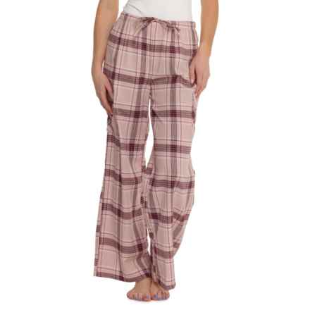 Telluride Clothing Company Wide-Leg Cargo Flannel Pants in Pink/Burgundy