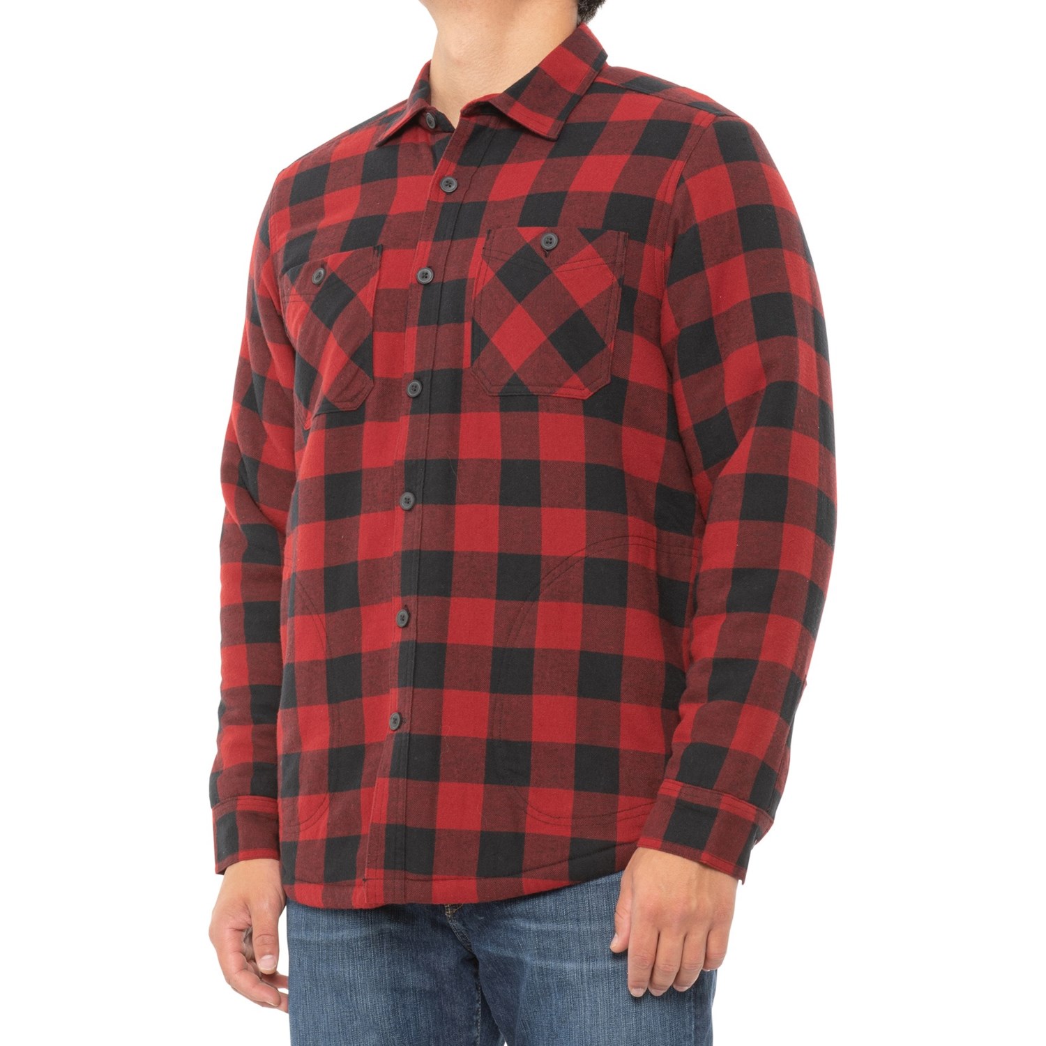 red plaid sherpa jacket men's