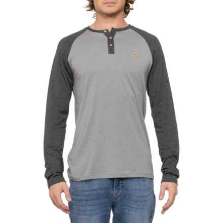 tentree Baker Henley Shirt - Long Sleeve in Grey Heather/Meteorite Black Heather