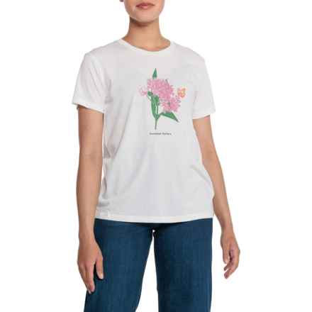 tentree Monarch Botanical T-Shirt - Short Sleeve in Cloud White Heather/Dawn Pink