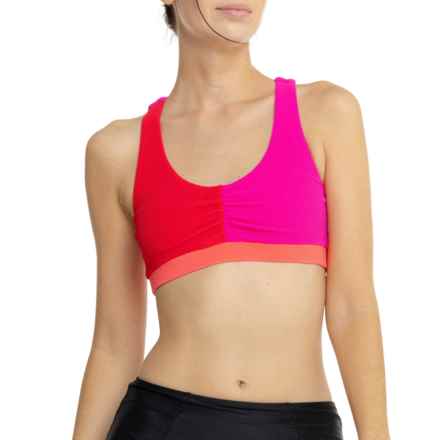 TEREZ Ruched Sport Bikini Top in Multi