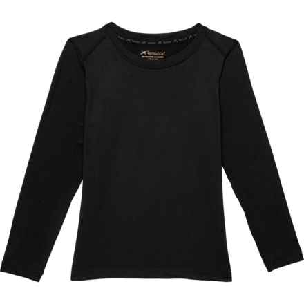 Terramar Big Girls Thermolater 2.0 Base Layer Top - UPF 50+, Crew Neck, Long Sleeve in Black