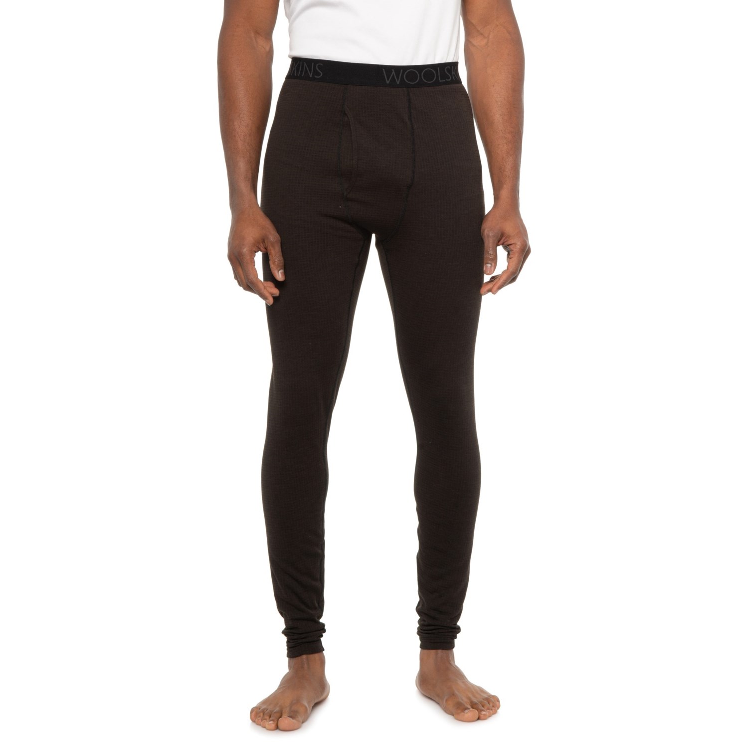 Terramar Black Merino Woolskins Grid Fleece Base Layer Pants (For Men ...