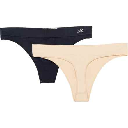 Terramar Seamless High-Performance Panties - 2-Pack, Thongs in Black/Nude