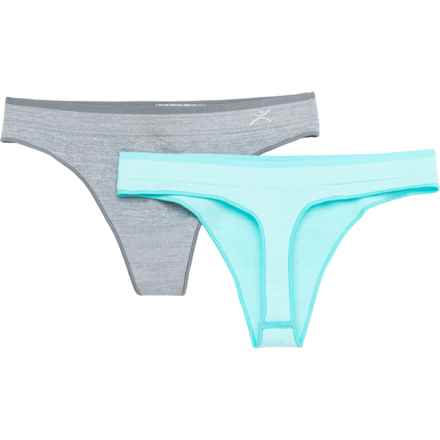 Terramar Seamless High-Performance Panties - 2-Pack, Thongs in Sea Spray/Grey Melange