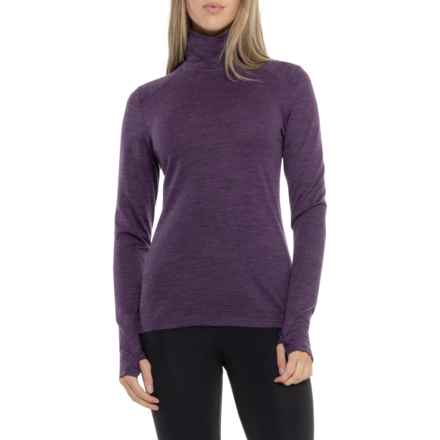 Terramar Woolskins 2.0 Base Layer Turtleneck - UPF 50, Merino Wool, Long Sleeve in Purple Heather