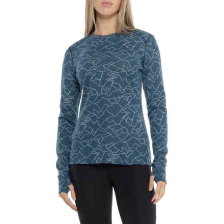 Terramar Woolskins Base Layer Top - UPF 50, Merino Wool, Long Sleeve in Wave Range Jaquard