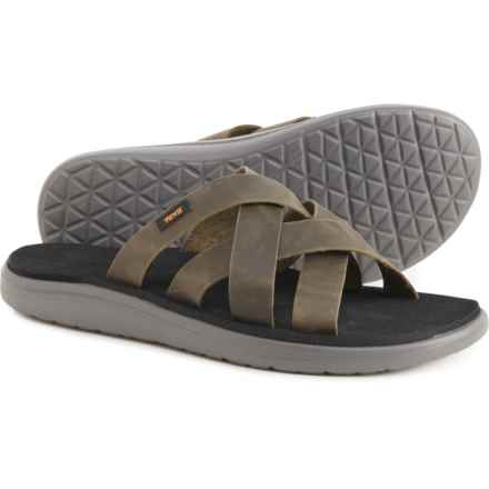 Teva Voya Slide Sandals - Leather (For Men) in Dark Olive