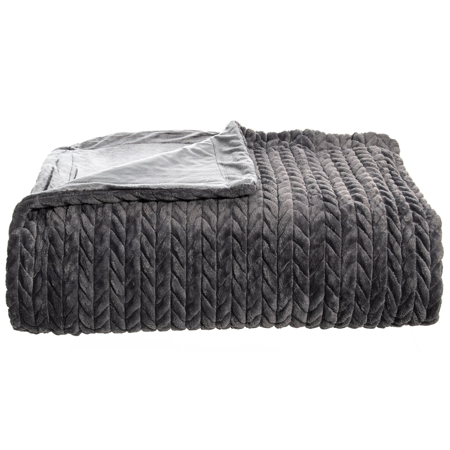 Thales Charcoal Luxury Quilted Braided Blanket FullQueen on sale