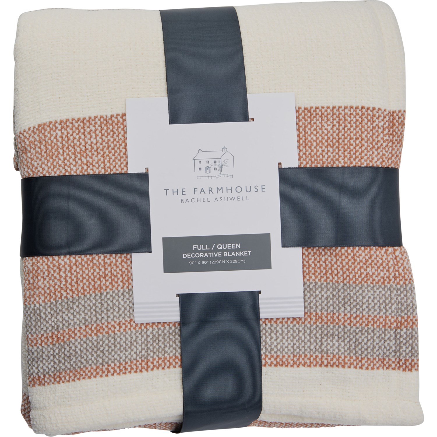 The Farmhouse by Rachel Ashwell FullQueen Heather Striped Knit Blanket