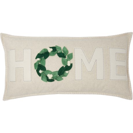 The Farmhouse by Rachel Ashwell Home 3D Wreath Throw Pillow - 14x26”, Feather Fill in Green