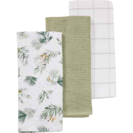 The Farmhouse by Rachel Ashwell Laramie Pine Kitchen Towels - 3-Pack, 18x28” in Green