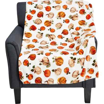 The Farmhouse by Rachel Ashwell Playful Pumpkins Printed Fleece Throw Blanket - 60x70” in Orange - Closeouts