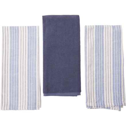 The Good Cook Striped Enzyme-Washed Kitchen Towels - 3-Pack, 18x28” in Blue