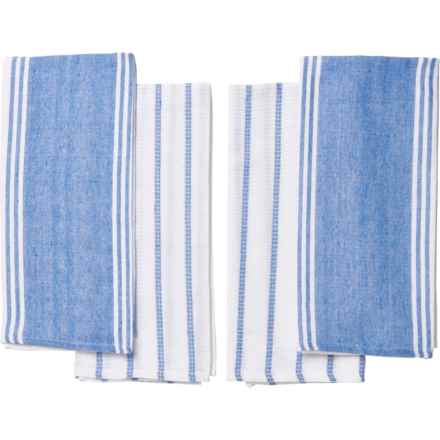 The Good Cook Striped Waffle-Knit Kitchen Towels - 4-Pack in Indigo