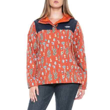 The North Face Antora Rain Hooded Jacket - Waterproof in Summit Navy/Rusted Bronze Cactus Study Print