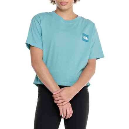 The North Face Box Fit Logo Crop T-Shirt - Short Sleeve in Reef Waters/Reef Waters