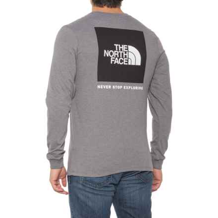 The North Face Box NSE T-Shirt - Long Sleeve in Tnf Medium Grey Heather/Tnf Black