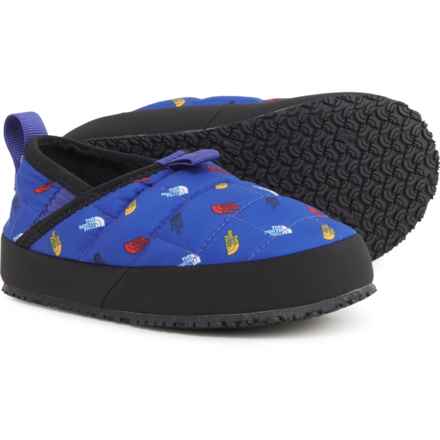 The North Face Boys and Girls ThermoBall® Traction II Mules - Insulated in Tnf Blue Tossed Logo Print/ Tnf Blue
