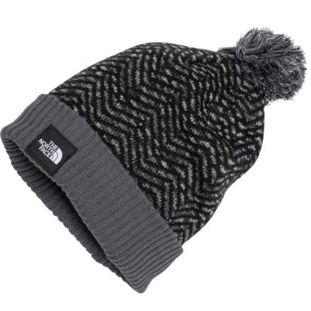 The North Face Chevron Pom Beanie (For Girls) in Tnf Black/Vanadis Grey