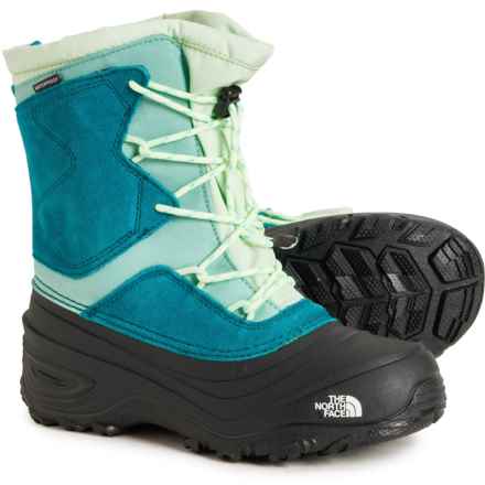 The North Face Girls Alpenglow V Pac Boots - Waterproof, Insulated in Harbor Blue/Patina Green