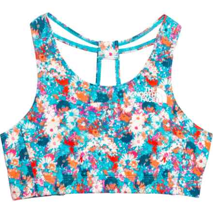 The North Face Girls Printed Never Stop Bralette in Scuba Blue Wild Daisy Print