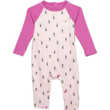 The North Face Infant Girls Sportswear One-Piece Sunsuit - UPF 40+, Long Sleeve in Purdy Pink Joy Floral Print