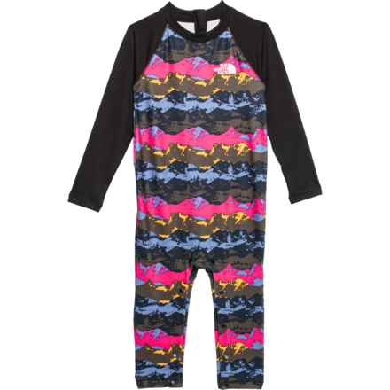 The North Face Infant Girls Sportswear One-Piece Sunsuit - UPF 40+, Long Sleeve in Summit Navy Mountain Panorama Print