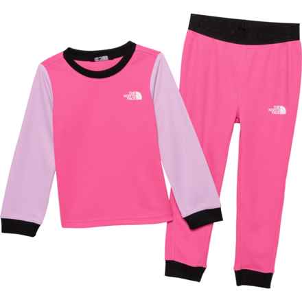 The North Face Little Girls Waffle-Knit Base Layer Set - Long Sleeve in Mr. Pink