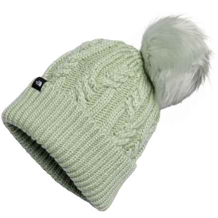 The North Face Oh Mega Pom Beanie (For Big Girls) in Misty Sage