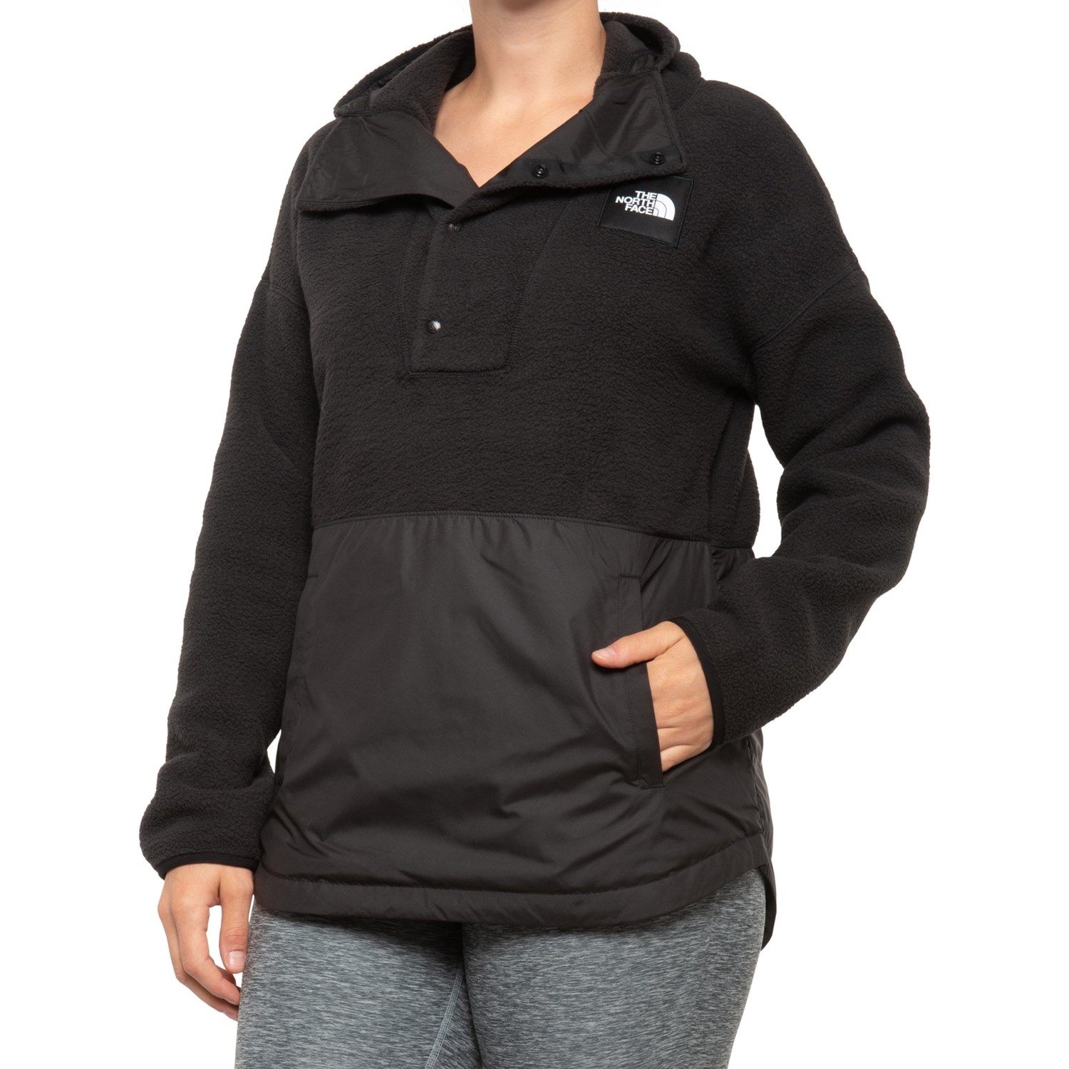 black hooded fleece jacket women's