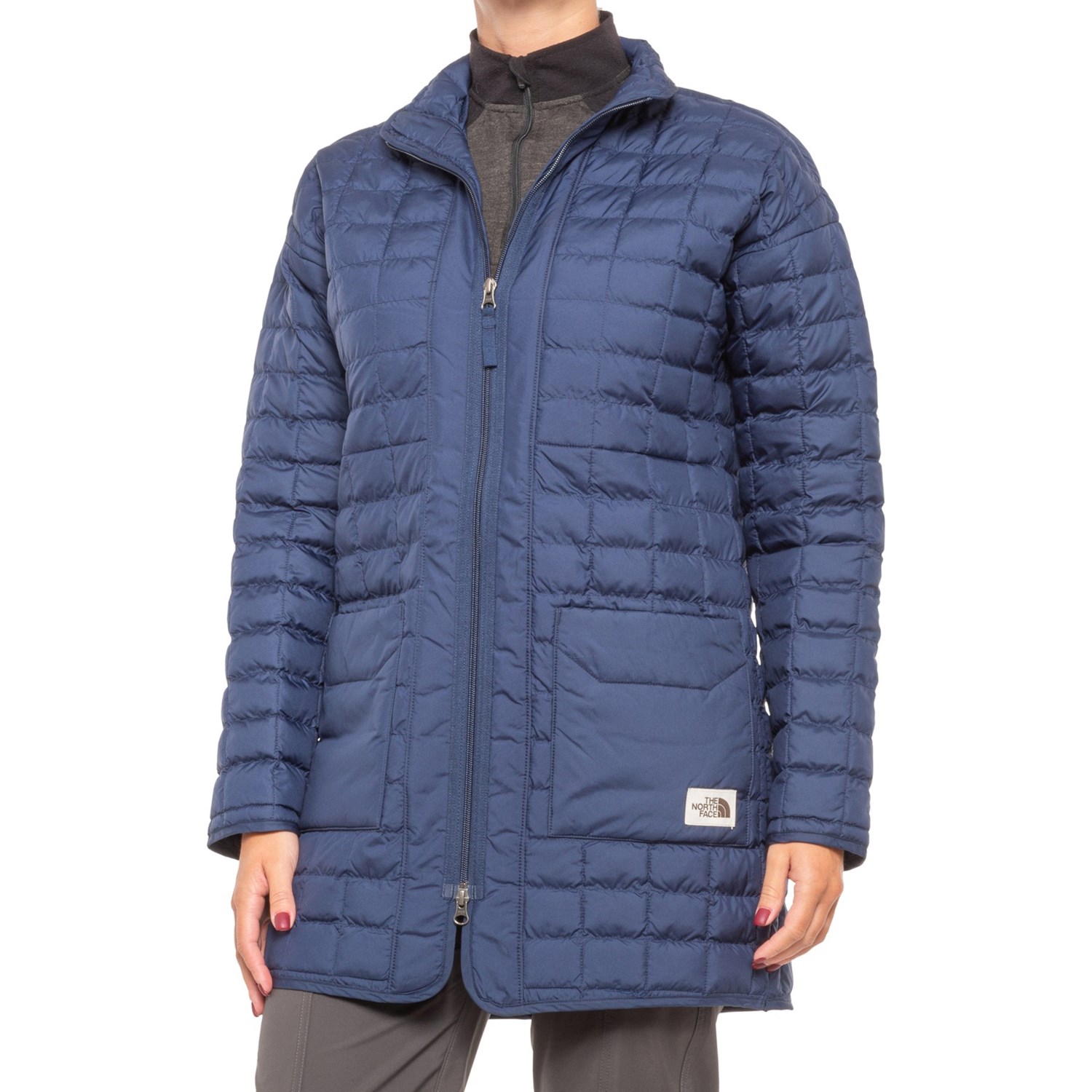 north face women's thermoball long jacket