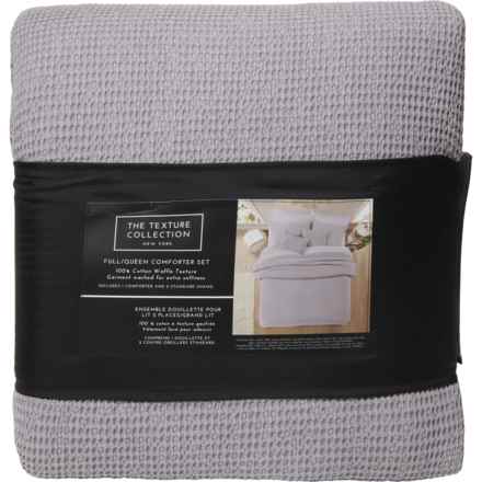 The Texture Collection Full-Queen Textured Beehive Comforter Set - Grey in Grey