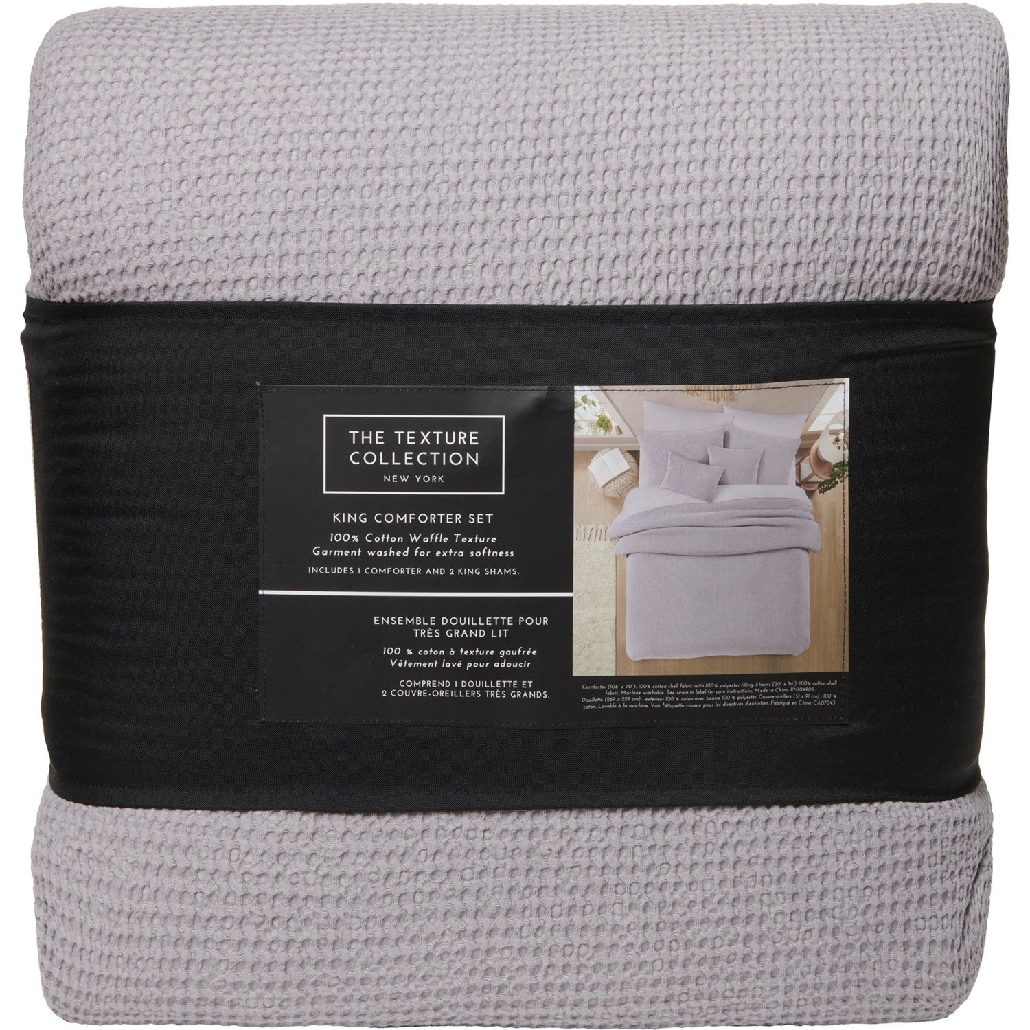 The Texture Collection King Textured Beehive Comforter Set - Grey ...