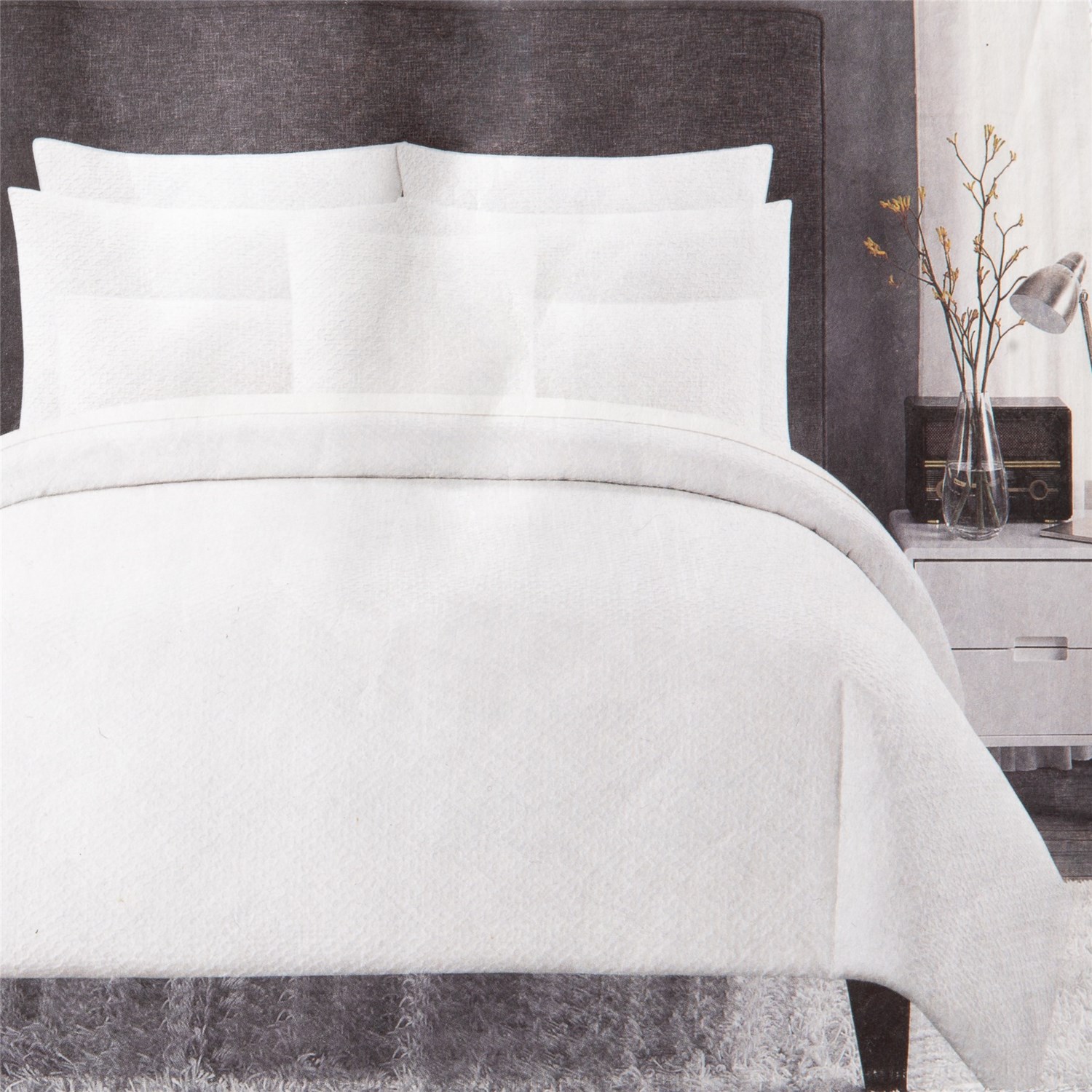 The Texture Collection White Cotton Comforter Set Queen Save 37