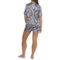 4TGHJ_2 THEIR NIBS Woodland Trellis Satin Button-Down Shirt and Shorts Pajamas - Short Sleeve