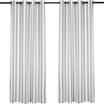 Thermalogic Seascapes Stripe Outdoor Decor Curtains - 100x96", Grommet Top, 2 Panels, Alloy Grey in Alloy Grey