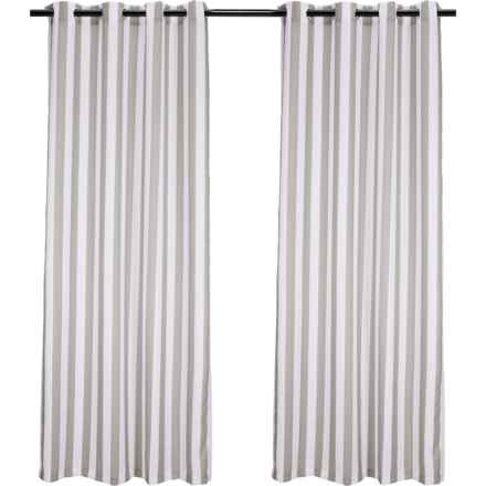 Thermalogic Seascapes Stripe Outdoor Decor Curtains - 100x96", Grommet Top, 2 Panels, Linen in Linen