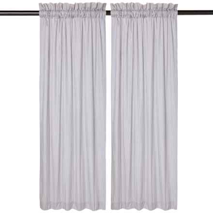 Thermaplus Ticking Stripe Energy Efficient Insulated Curtains - 80x84”, Pole Top, 2 Panels, Navy in Navy