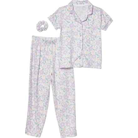 THIS GIRL CAN Big and Little Girls Sleepwear Set - Short Sleeve in Violet Floral