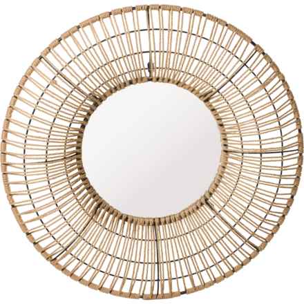 Three Hands 30x3.25” Metal and Twine Wall Mirror in Brown