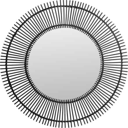 Three Hands 43” Round Decorative Wall Mirror in Black