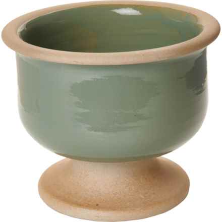 Three Hands Glazed Footed Bowl - 8.75x8.75x7.5” in Sage Green