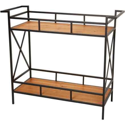 Three Hands Metal and Wood 2-Tiered Table - 24.5x13x29.75” in Black