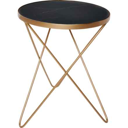 Three Hands Round Metal Table - 15.75x15.75x20” in Gold