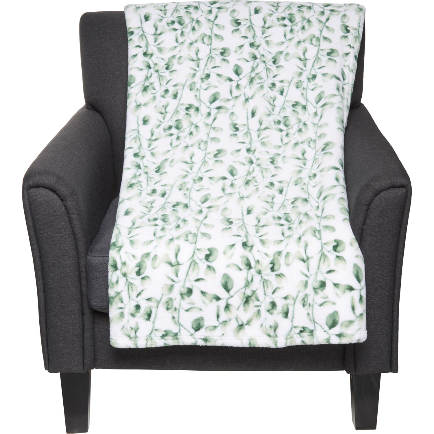 THRO Eugina Eucalyptus Printed Fleece Throw Blanket 50x70”, Green Multi Save 46